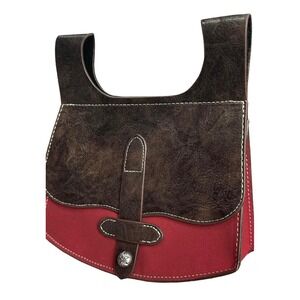 HiiFeuer faux Leather Red and Brown Pouch Belt Bag Pouch Small